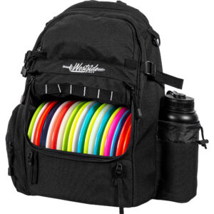 black backpack to dischgolf